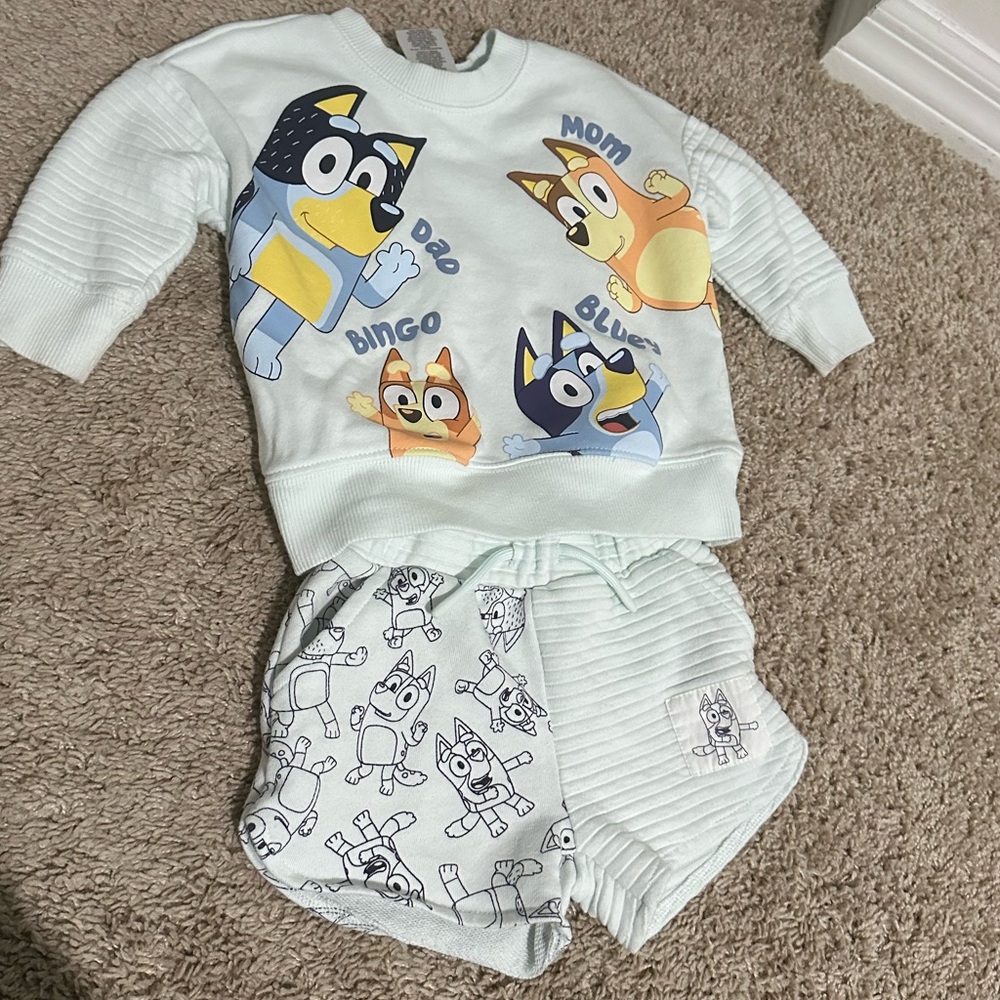 Bluey shorts and sweater